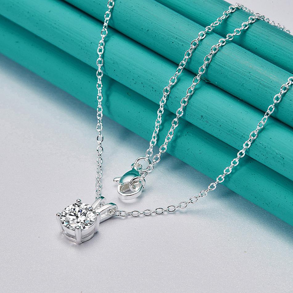 

Ожерелье с подвеской из стерлингового серебра 925 пробы AAA с цирконом, цепочка для женщин и мужчин, свадебные украшения для помолвки 45cm