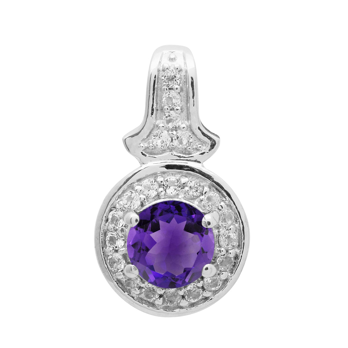 

Multi Stone Round Solitaire Halo Pendant - 925 Sterling Silver