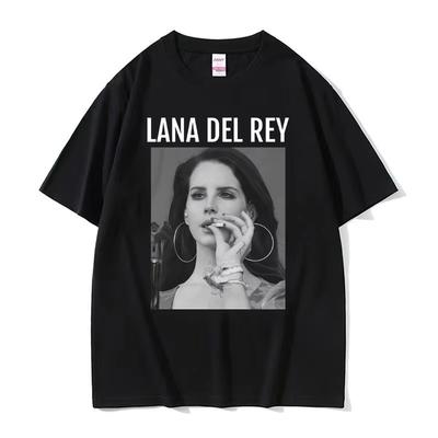 Singer Lana Del Rey Smoking Graphics Tshirt Unisex Women Fashion Hip Hop Streetwear T Shirt Casual Oversized Cotton T Shirts Tops
