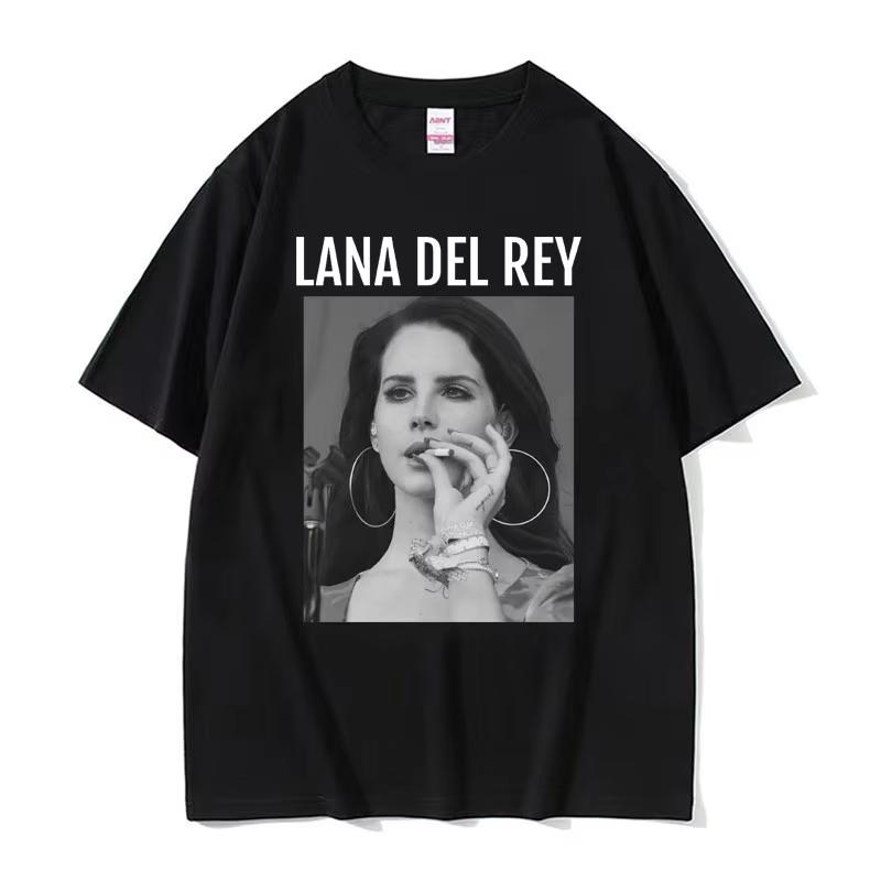 Singer Lana Del Rey Smoking Graphics Tshirt Unisex Women Fashion Hip Hop Streetwear T Shirt Casual Oversized Cotton T Shirts Tops