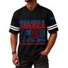 Mens V Neck Short Sleeve Sports T Shirt with States of America 1776 2026 Graphic and Statue of Print