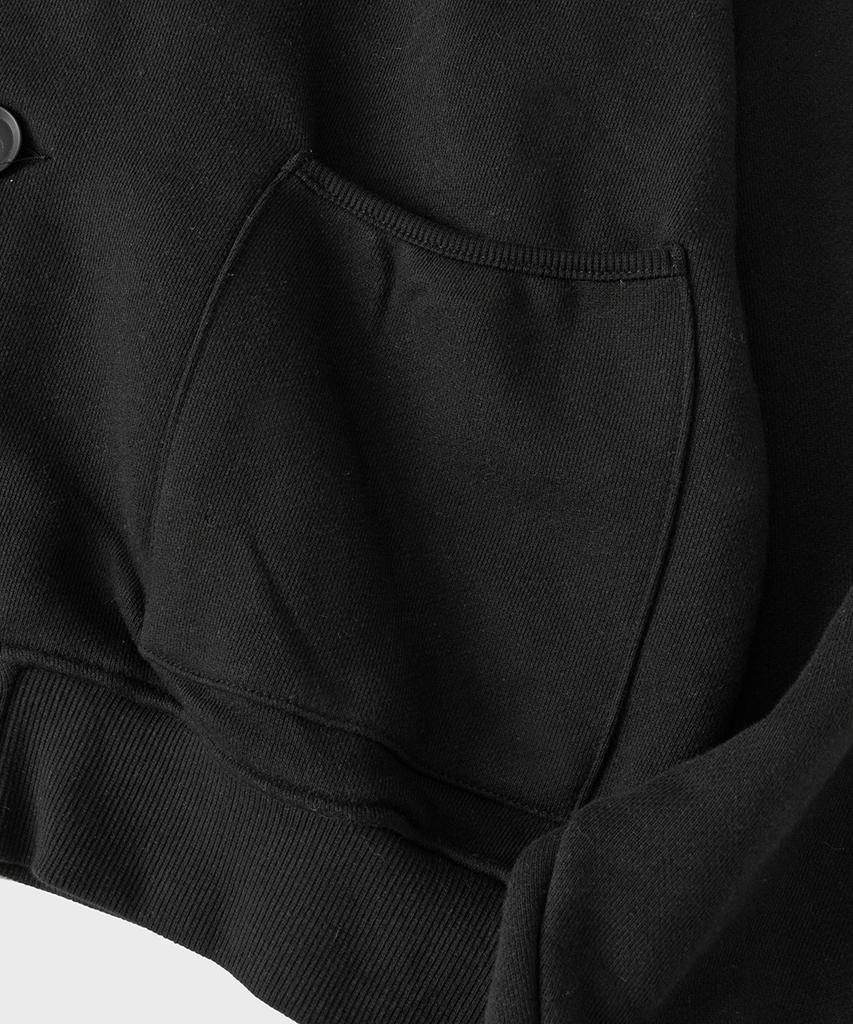 Hooves Heavy Cotton Oversized Button Zip Hoodie [Black]