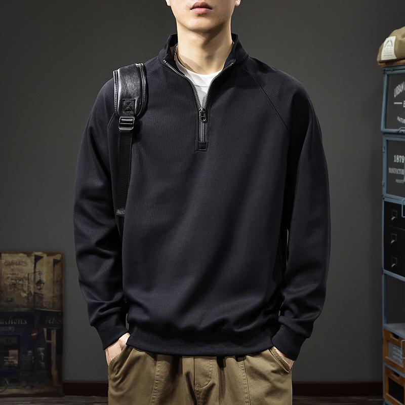 

Men s Autumn Color Block Long Sleeve Polo Shirt - Heavyweight Half Zip Stand Collar Sweatshirt M (100-120 jin)