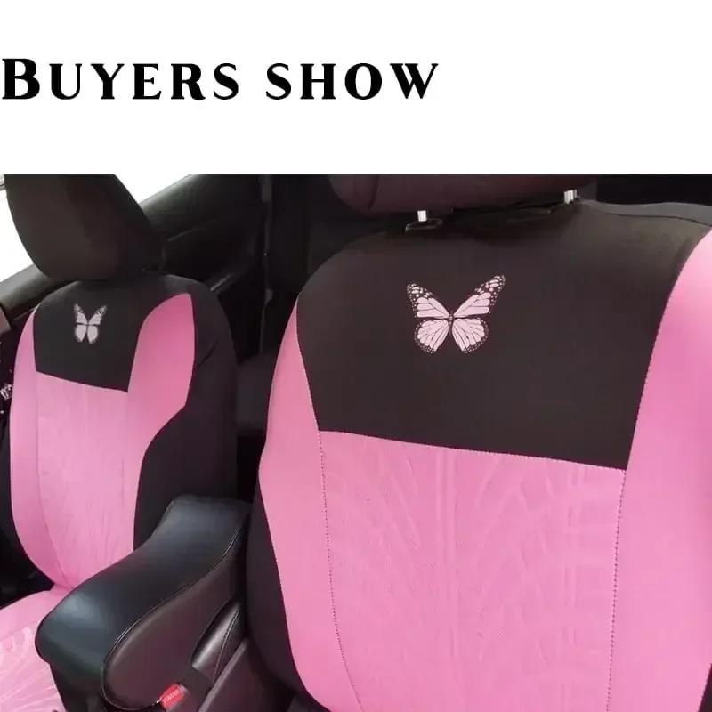 Funda de Asiento de Coche Juego Completo, Funda de Asiento para Coche Bordada con Patrón de Mariposa Universal