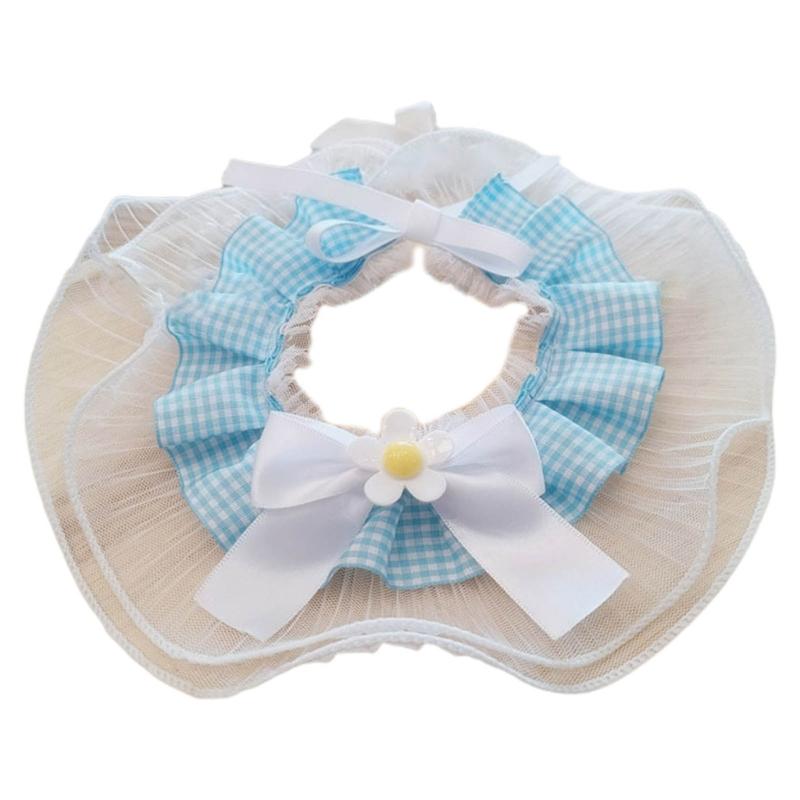 

Pet Lace Collar Bib Neckerchief Cat Collar with Small Flower Cute Charm Adjustable Necklace Kitten Puppy Summer Collars XS