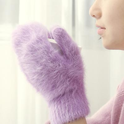 1 Pair Cute Rabbit Wool Gloves Female Winter Mittens Full Finger Gloves Winter Warm Supplies