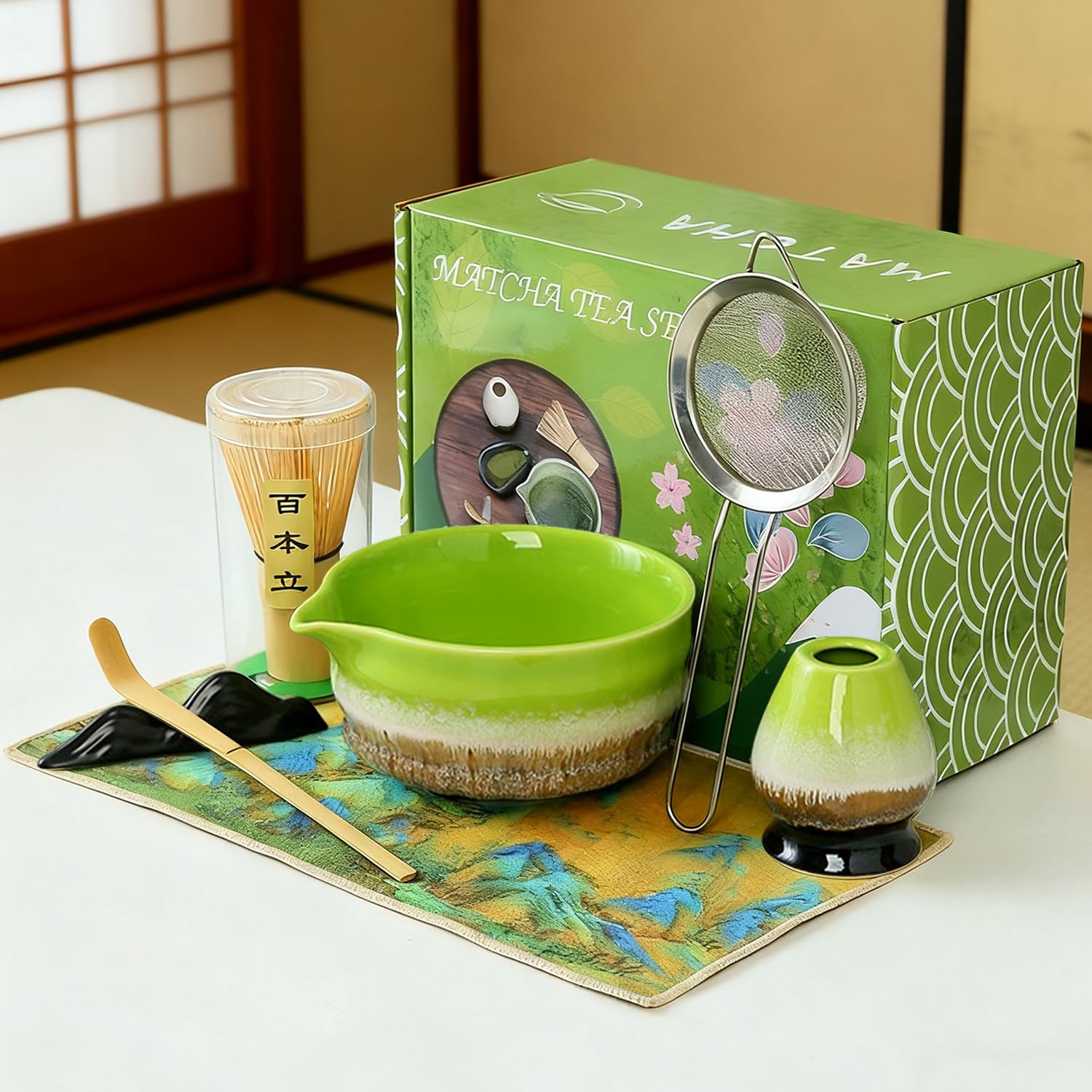 Matcha Set Full Set of Tea Ceremony Matcha Tea Tea Whisk Tea Tea Perfect for Tea Ceremony Handmade Glazed Home Japanese Suitable for All Ideal for