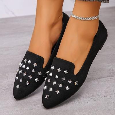 Women's Plus Size Single Shoes Autumn New Pointed Toe Mid-mouth Metal Buckle Soft Sole Non-slip Low Heel Shoes
