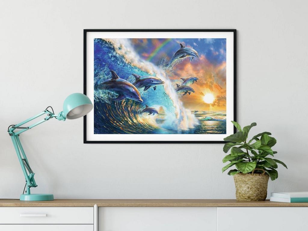 Haft diamentowy wesołe delfinki 45x60 cm