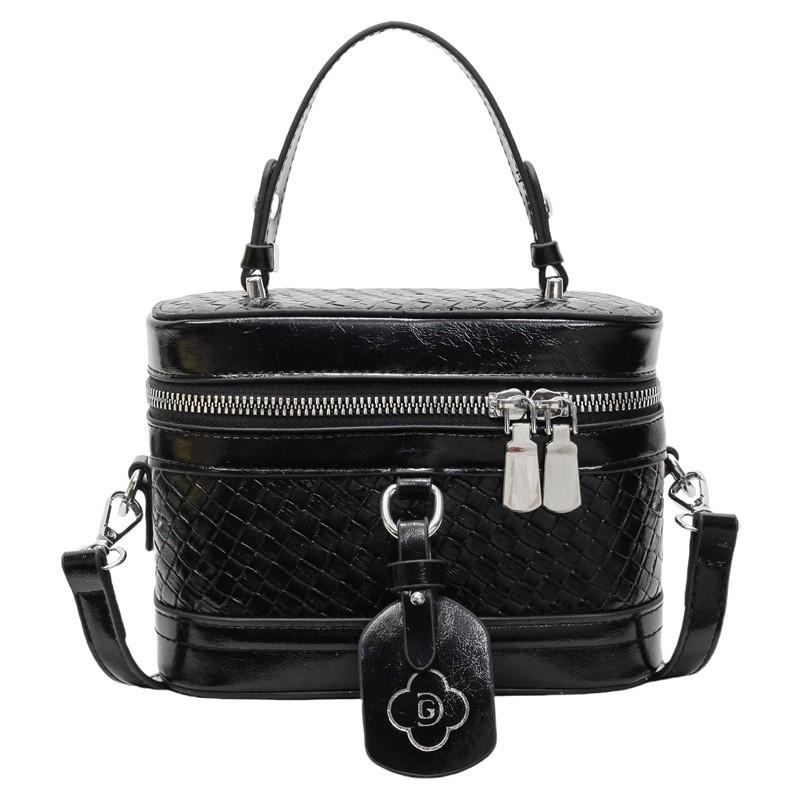Woven Single Texture Shoulder Crossbody Bag Solid Color Handbag Women Fashion