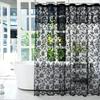 TERLYTEX Black Lace Shower Curtain with Attached Valance, Rustic Vintage Floral Black Sheer Shower Curtain 72 Inch Length for Bathroom, 1 Panel,