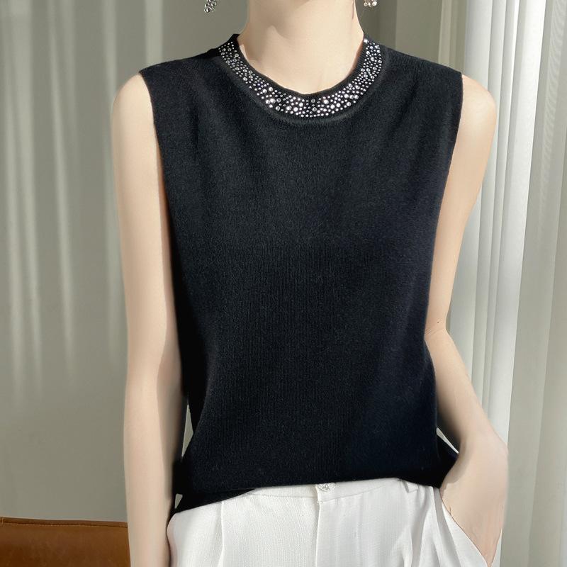 

INDFS Женская мода Повседневный Осень Зима Однотонный Принт Без Рукавов Свитера О-Образным Вырезом XXL