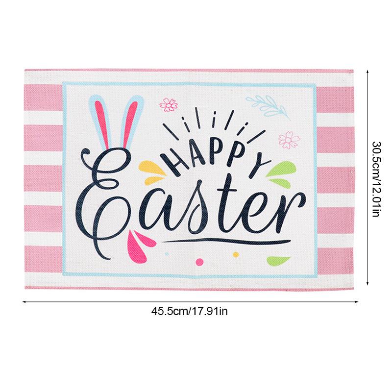 Easter Linen Placemat Cute Rabbit Dining Table Mat Happy Easter Party Decoration Spring Home Kitchen Table Decor Supplies 2025