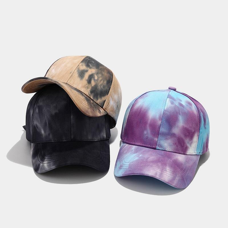 European and American new four-season tie-dye baseball caps for men and women, street color peaked caps, sunscreen visors, sub-tide