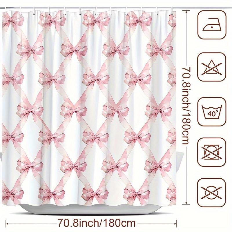 

1Pc Pink Princess Bow Shower Curtain - Cute Cartoon Design, Polyester, Valentine S Day Decor, 12 Hooks, Washable W60H190(CM)-1 Pcs