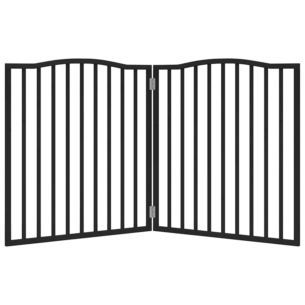 2 Piece Foldable Dog Gate Black 160 cm Poplar Wood