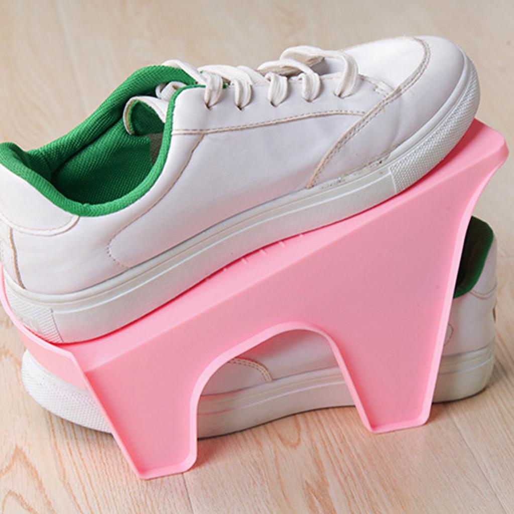 Shoe Stacker Double Layers Space Saving Durable PP Simple Design Tidy Orderly Storage Shoe Slots