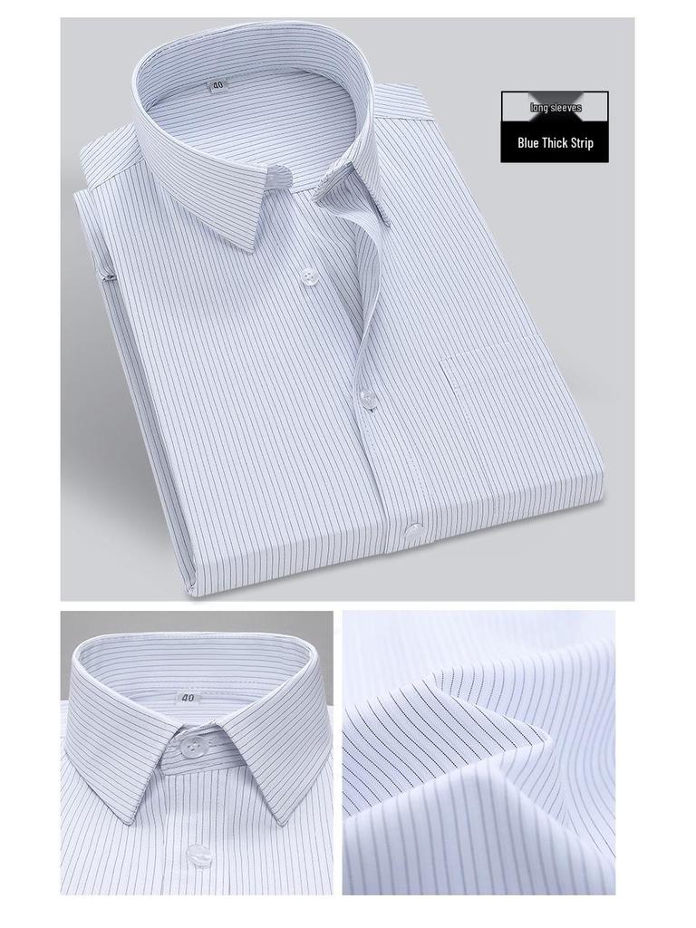 Men's Long Sleeve White Shirt - Professional Business Attire for Spring, Summer, and Autumn