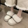 Fashion 2025 Fashion Striped Fluffy House Slippers for Women Winter Warm Plush Cotton Shoes Woman Comfort Non Slip Fur Platform Slippers