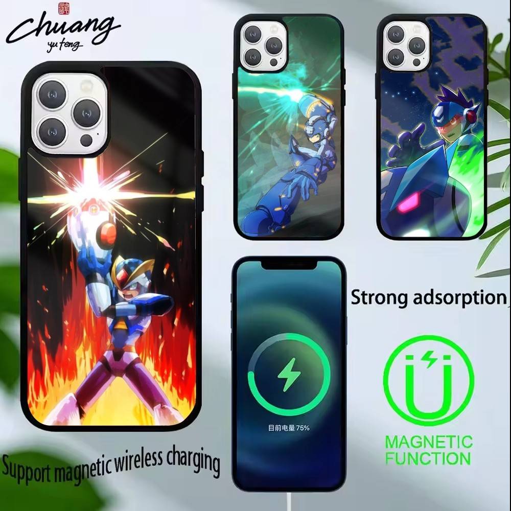 K-Mega Man Anime Phone Case For iPhone17,16,15,14,13 Plus,Pro Max Magnetic For Magsafe Wireless Charging