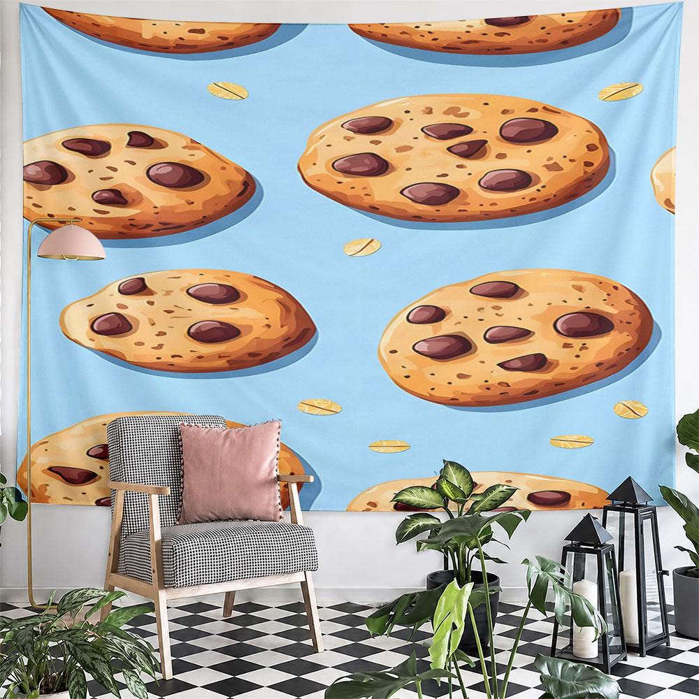 Chocolate Chip Cookie Pattern Pattern Wall Hanging Tapestry Decorative Tapestry Home Decor for Bedroom and Living Room