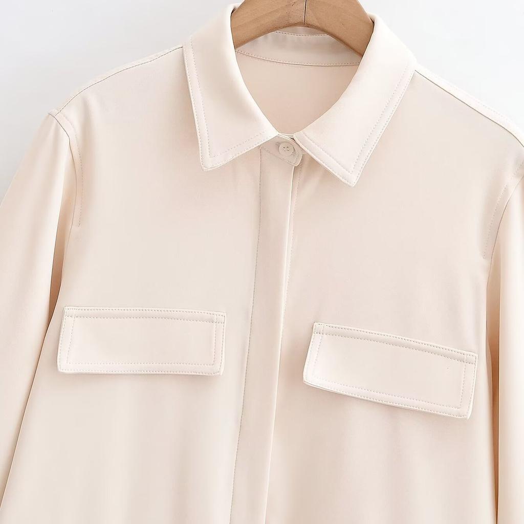 European and American Style, New Women's Clothing, Foreign Style, Fashionable, Drape Pocket Shirt 1063828715