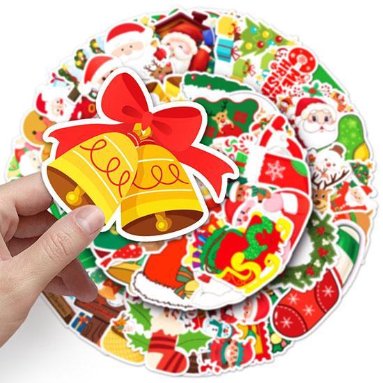 50pcs Christmas Stickers, Waterproof, Self Adhesive, for Water Bottles, Ipad, Skateboard, Luggage, Phone