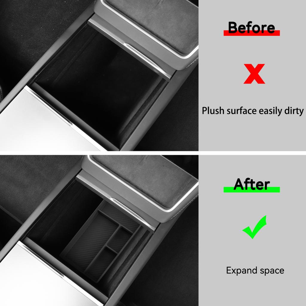 For Tesla Model Y Juniper/Launch 2025 Center Console Lower Layer Storage Box Organizer Tidying Interior Accessories Storage Tray