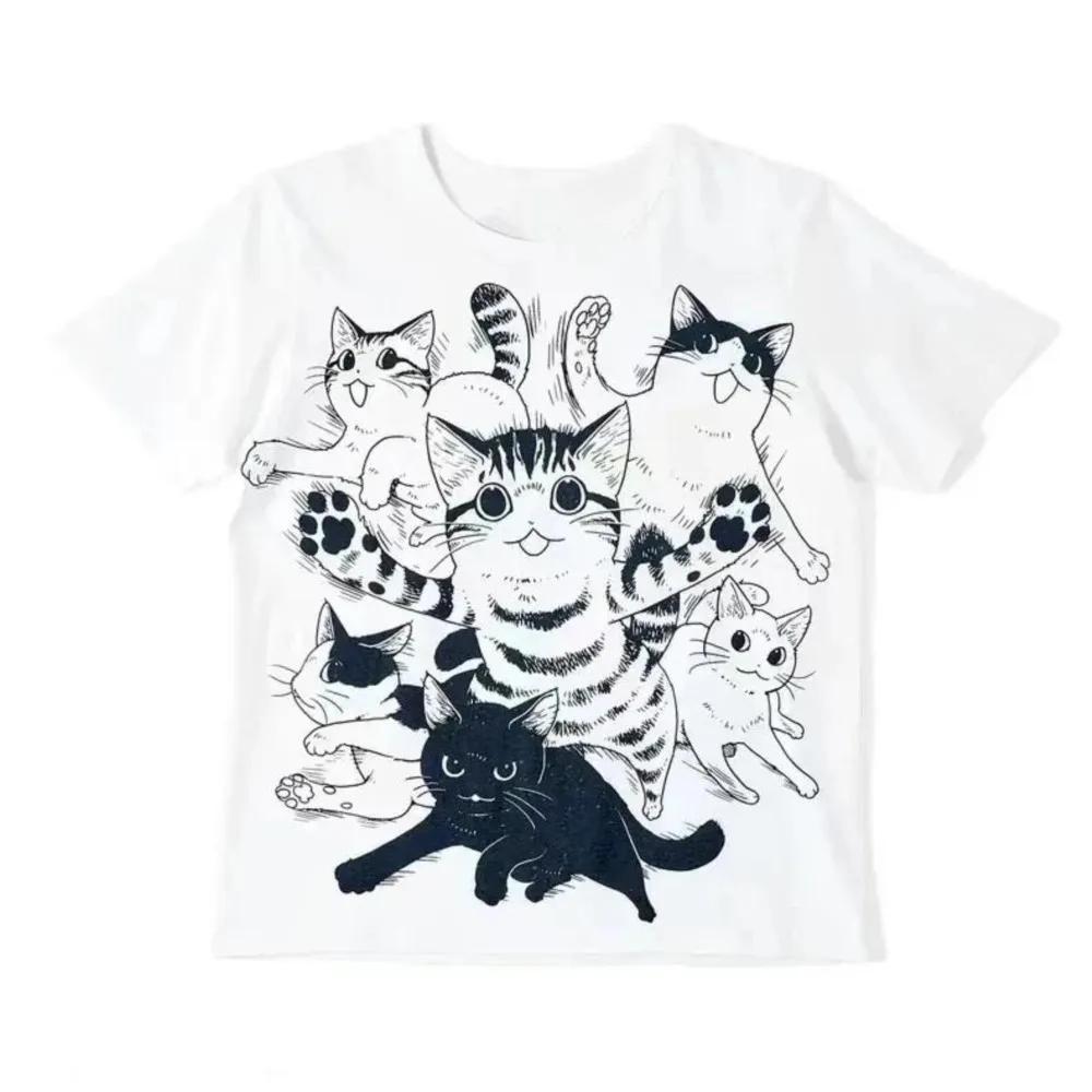 2025 new model Retro Summer Hip Hop Harajuku VintagePrint Oversized T Shirt Street Short Sleeve Casual Female Tshirts Punk Clot