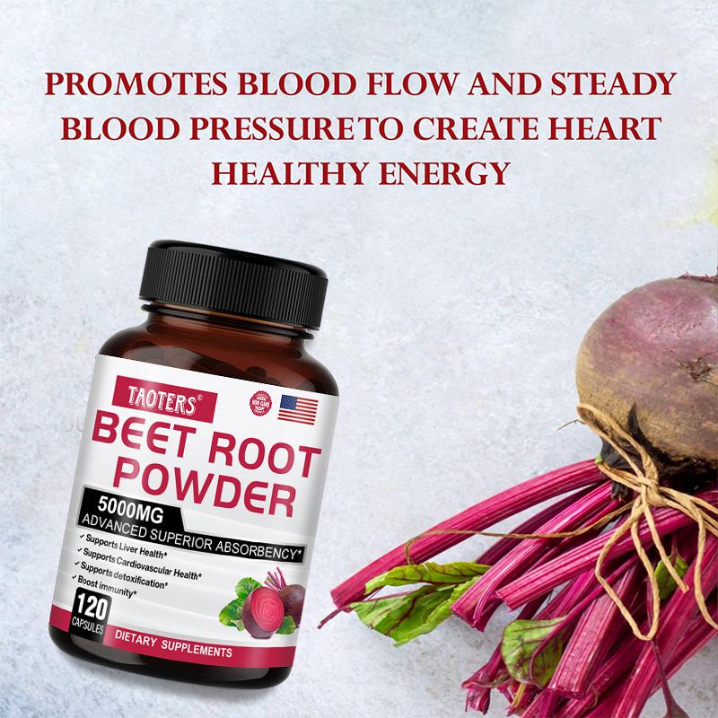 Taoters Organic Beetroot Powder Capsules Boost Vitality and Health Status 120 Capsules