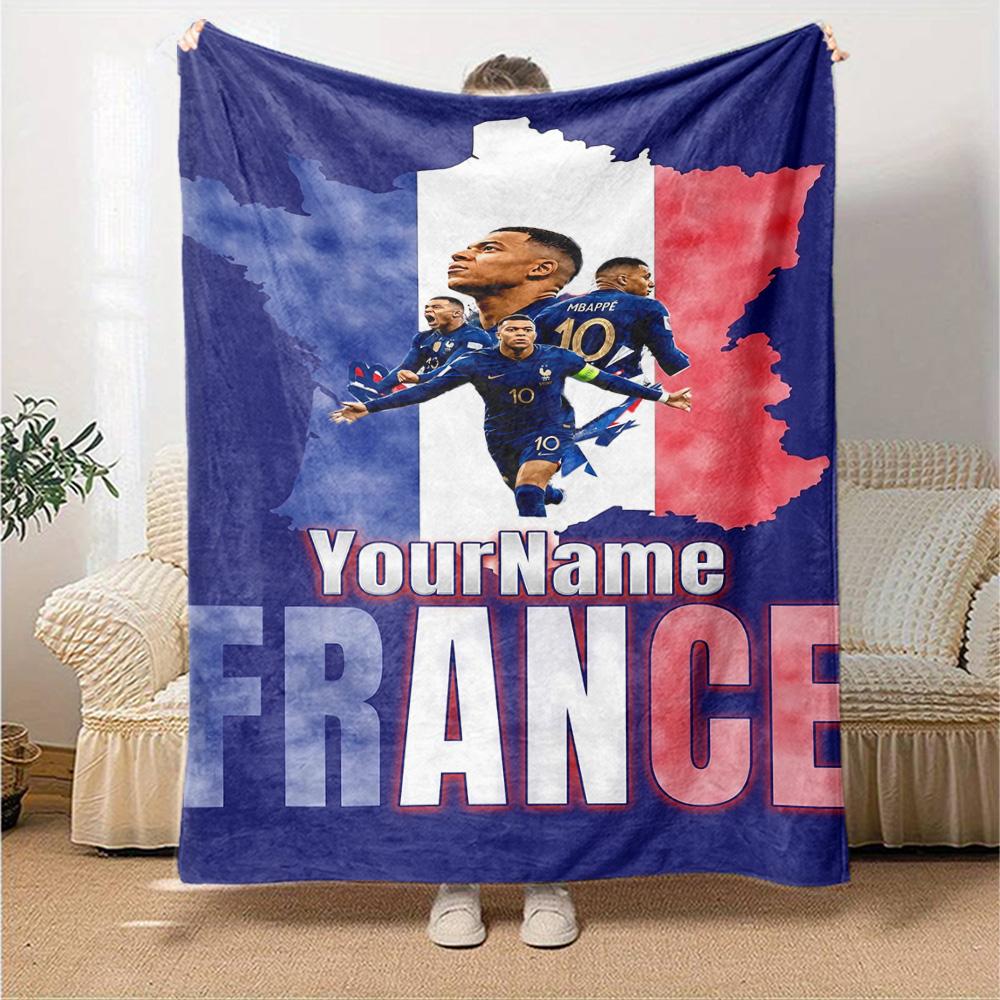 Mbappe Customize Your Name Blanket Multi-purpose Personalized Blanket Durable Comfort Great for Office Chair Living Room Home Decor Chair