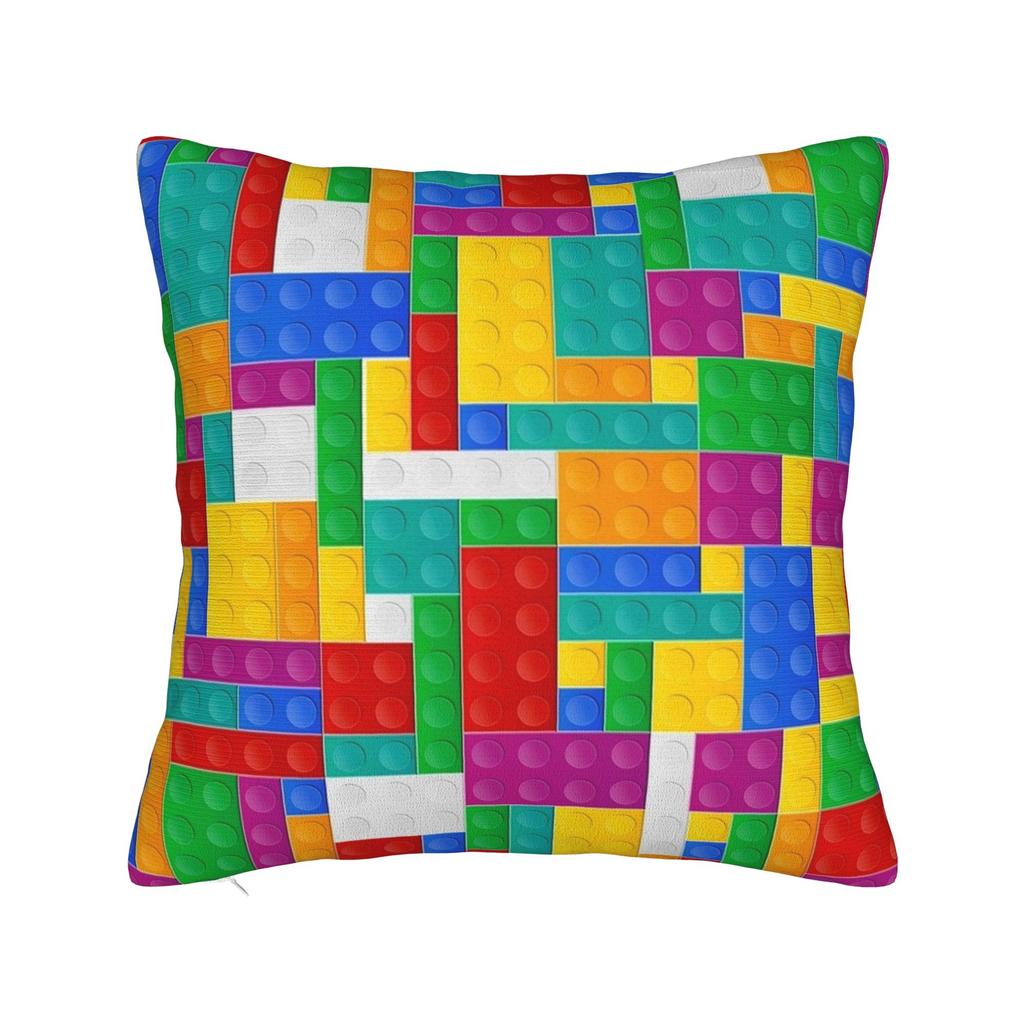 Classic Red Green Blue Yellow Building Blocks Bricks Pillow Case Comfy Pillow Cover Funny Pillowcases For Living Room Sofa