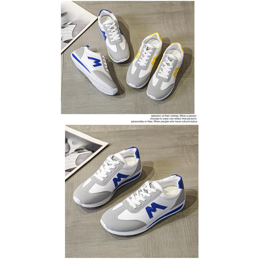 Large Size White Shoes for Women, Breathable Color Blocked Fashionable White Student Sports and Casual Flat Shoes