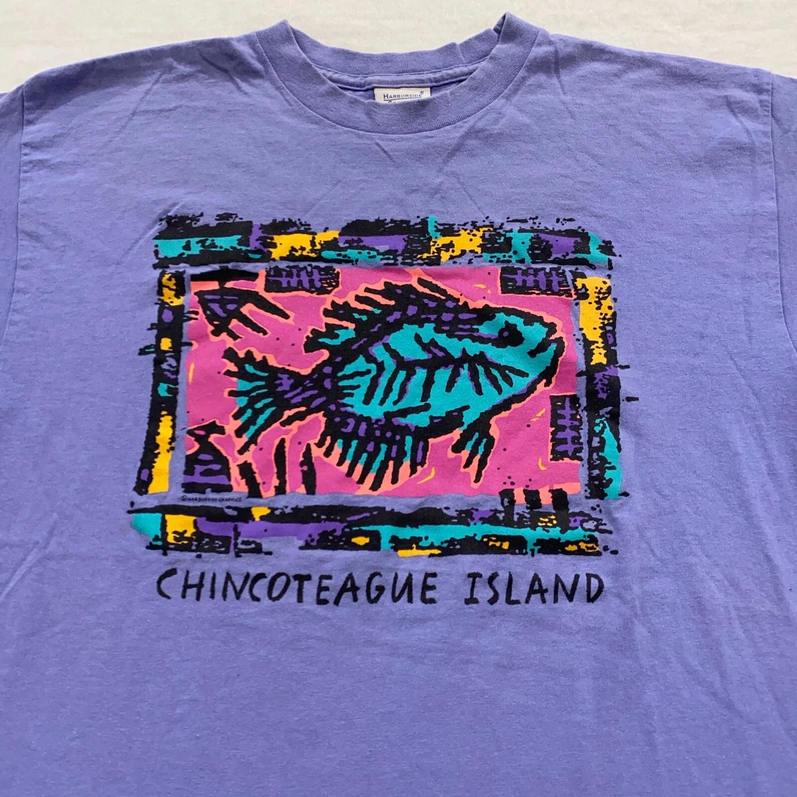 винтажная футболка 90-х CHINCOTEAGUE ISLAND VIRGINIA ТРОПИЧЕСКИЕ РЫБЫ РАЗМЕР L мягкая природа L