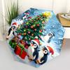 1 Stück Weihnachtspinguine mit festlichem Hut Outdoor-Regenschirm, Automatisches Öffnen/Schließen, 3-fach faltbares Design mit 8-Speichen-Eisenrahmen, Perfektes Weihnachtsgeschenk für Fans, Reise