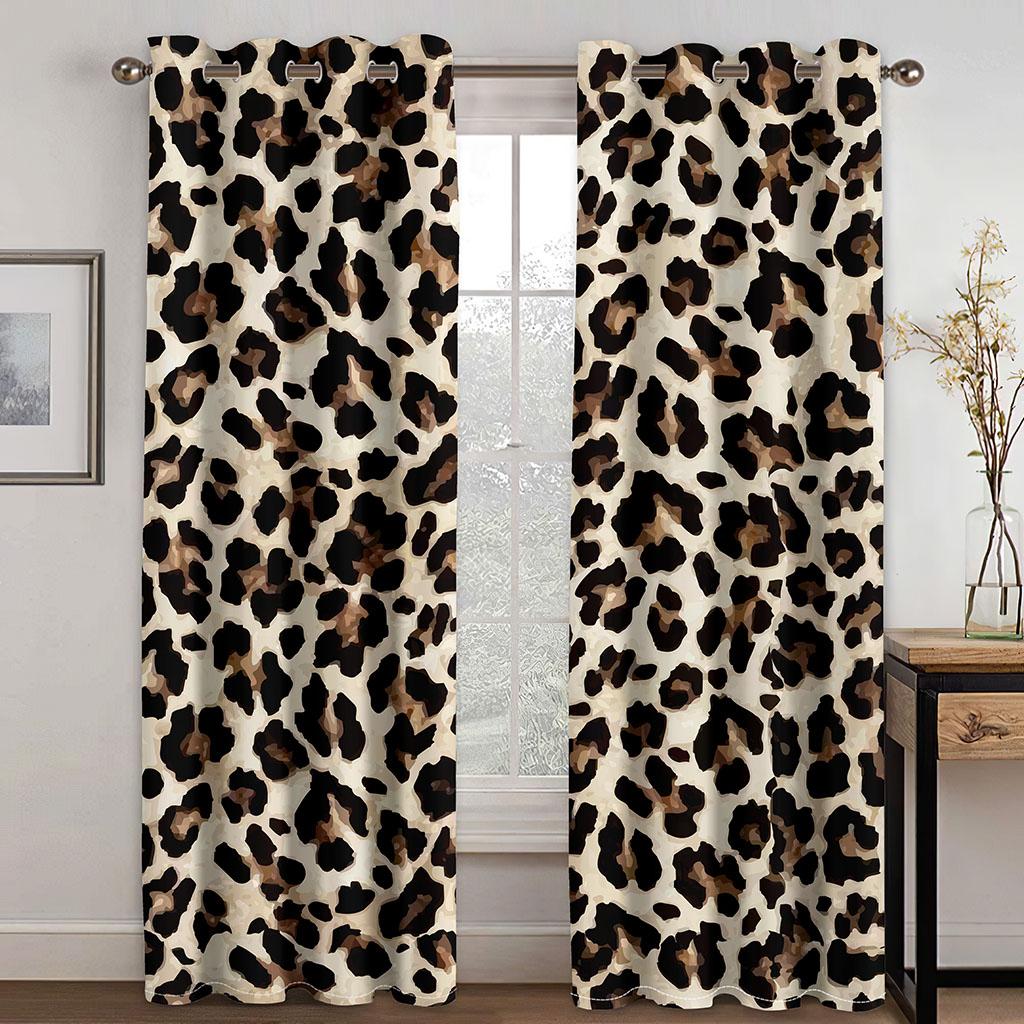 

2 панели Золотой леопардовый принт Серпантин Шторы Спальня Гостиная От пола до потолка Окно Кухня Жалюзи Люверс Верх Бесплатная доставка 100W130H(CM)40x51in&Rod Pocket