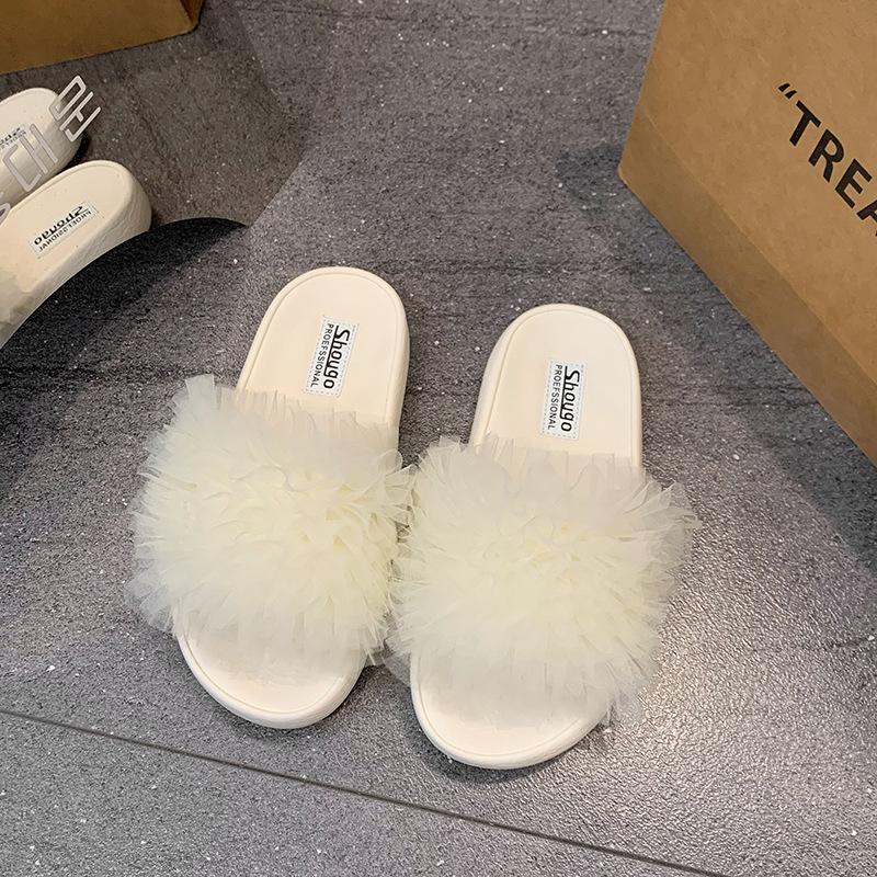 Mesh svalkande bricka älva 2025 sommar ny strass tjock sula liten doftande stil mode tid med internetkändis en ord sandaler