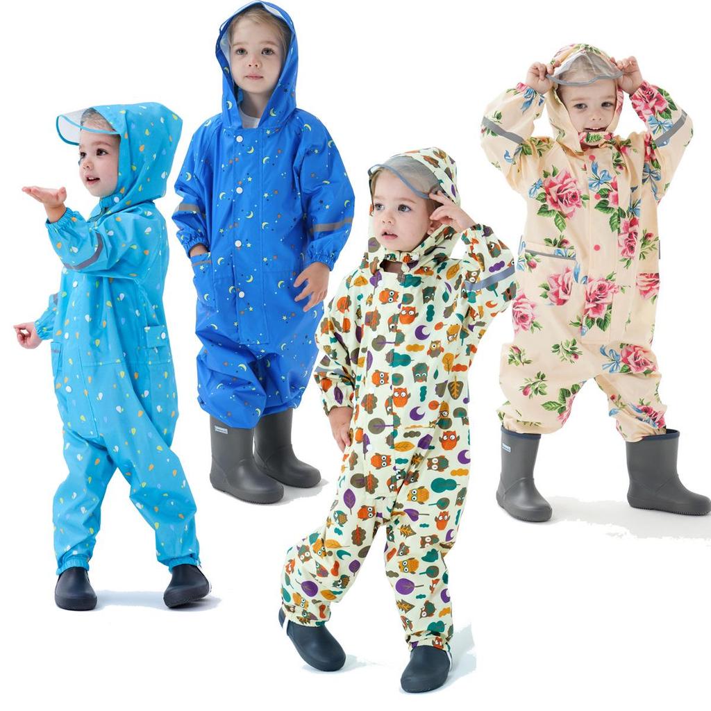 Children's 3D Cartoon Rain Poncho with Reflective Strips - Boys, Girls, Toddlers, Kindergarteners