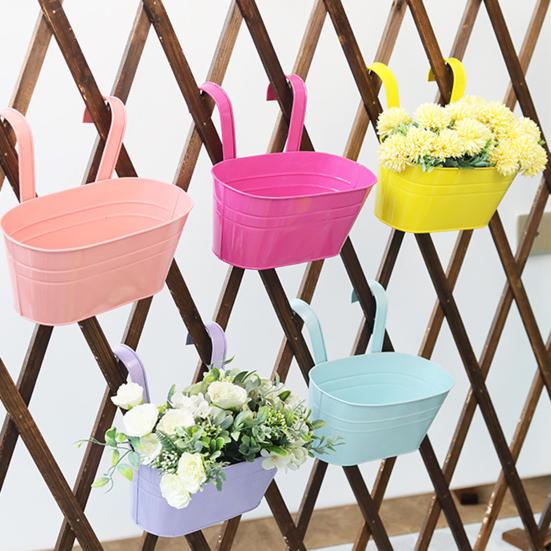 4 Pcs Iron Hanging Flower Pots Wall Planters with Detachable Hooks Drainage Holes Indoor Outdoor Hanging Planters