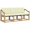 Outdoor Sofa Set with Cushions 3 Pcs White and Cream