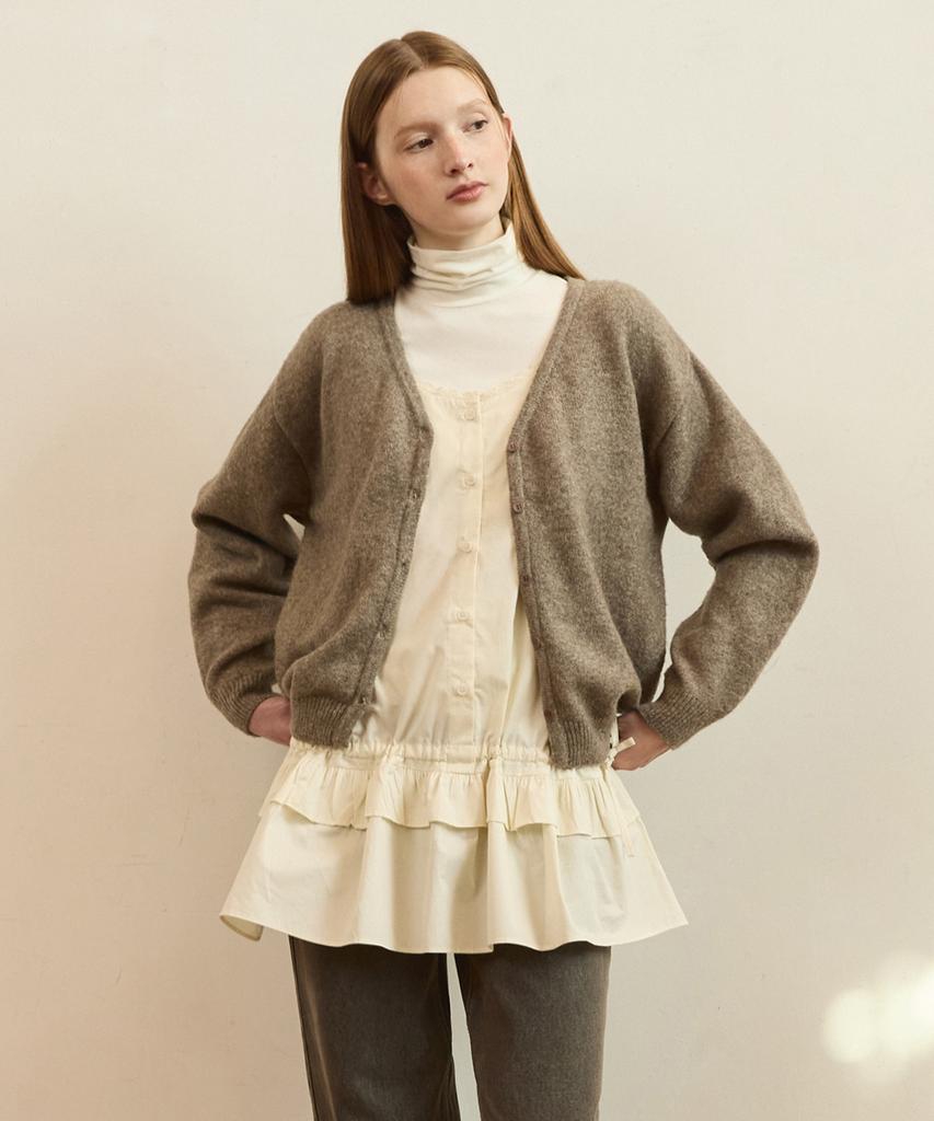 Adowl Vintage Drawstring Layered Dress - Ivory