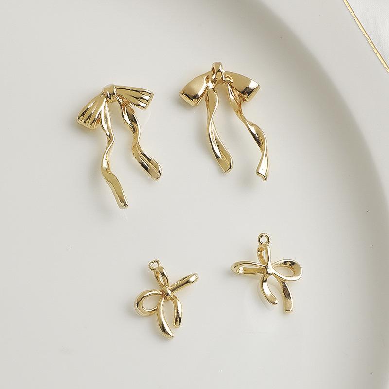 14K Gold-Filled Pearl Bow Pendant Necklace DIY Beading Materials