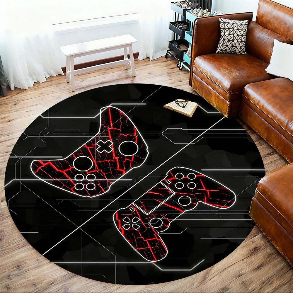 1pc Gaming Controller Round Chair Mat Office Area Rug - Non-Slip, Floor Mat for Office, Bedroom, and Indoor Decor P127266