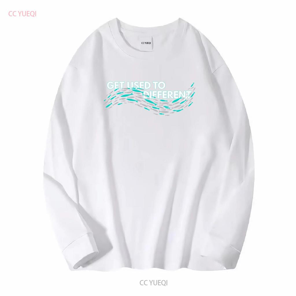 Gewöhne dich an verschiedene x GEWÄHLTE Fische gegen die Strömung T-Shirt lange oder kurze Ärmel vintage gewaschenes Oberteil für den täglichen Gebrauch