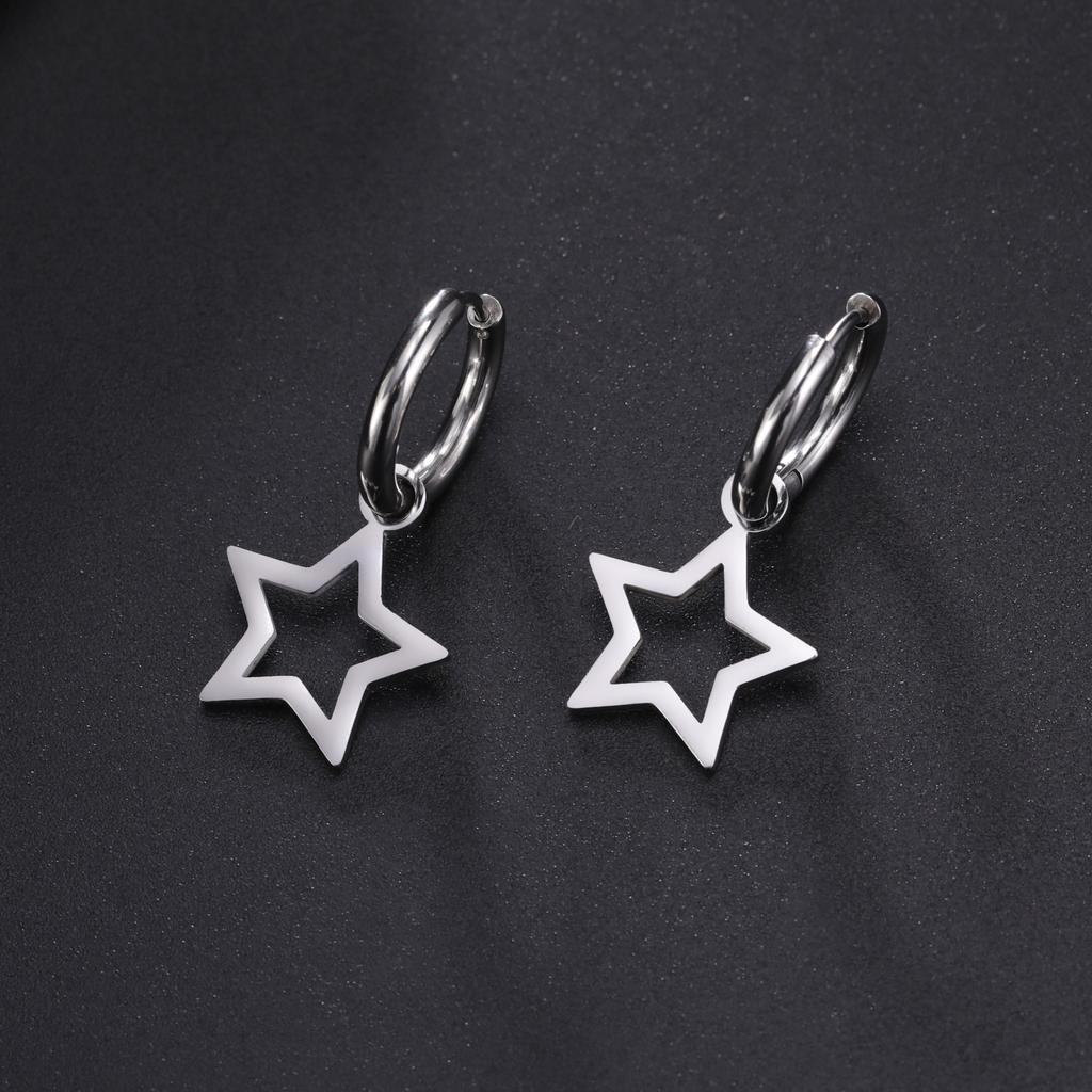 Stainless Steel Star Drop Earrings Women Girls Gold Color Hoop Earrings Minimalist Wedding Jewelry Gift for Friends