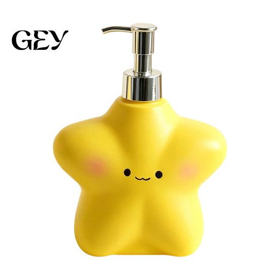Bathroom Soap Dispenser 400ML Cartoon Star with Plastic Pump, Refillable Liquid Hand Container Container, Empty Shower Gel Lotion Bottle for