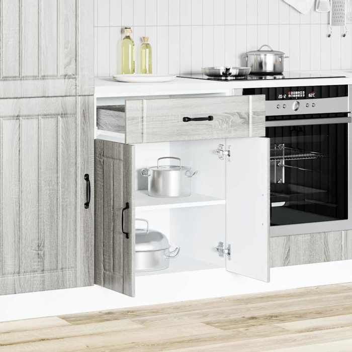 VidaXL Armoire de cuisine Lucca sonoma gris bois ingénierie, meuble d'évier, meuble de cuisine avec tiroir, meuble de 853733