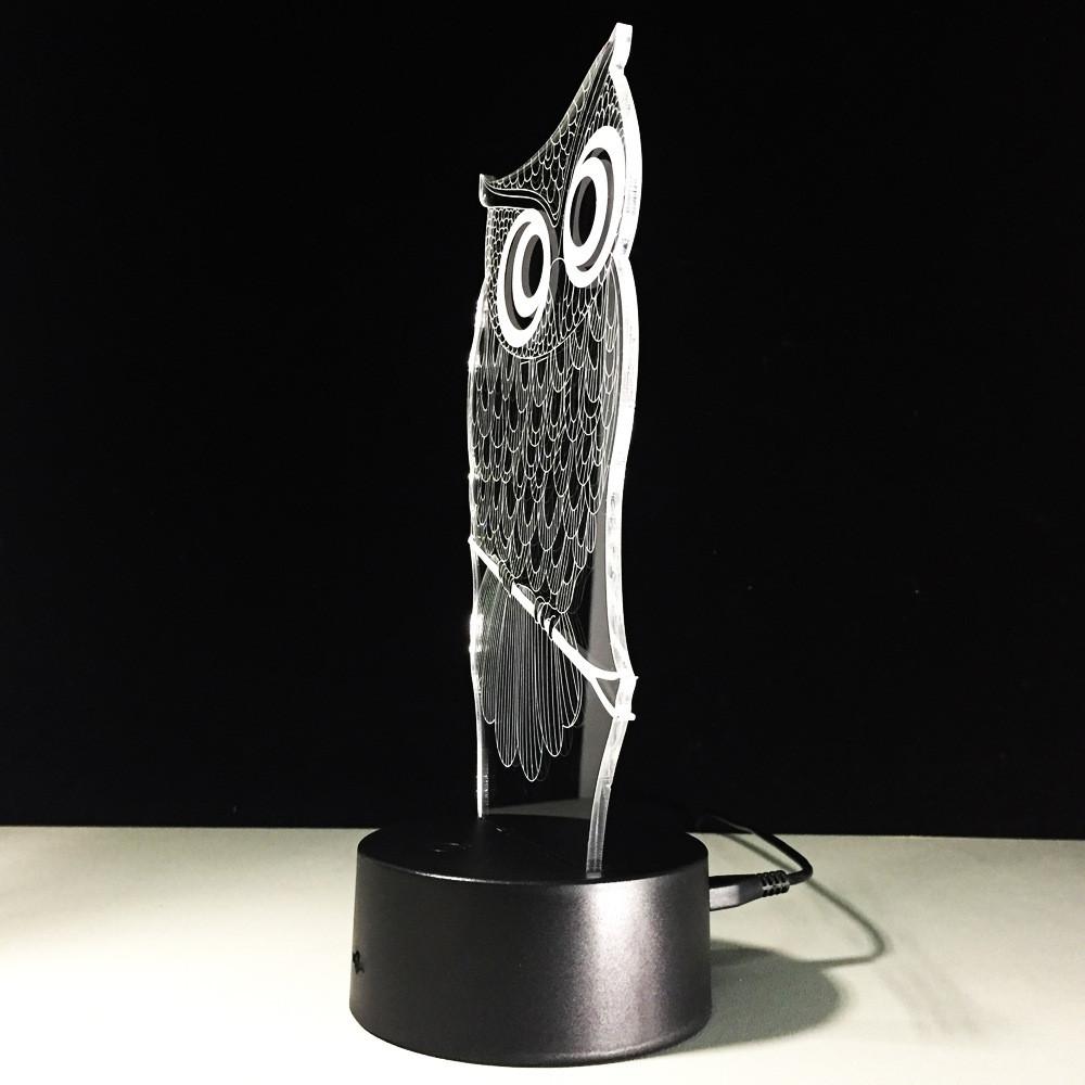Stunning 3d Owl Led Desk Lamp With 7 Color Change Feature And Touch Art Controller