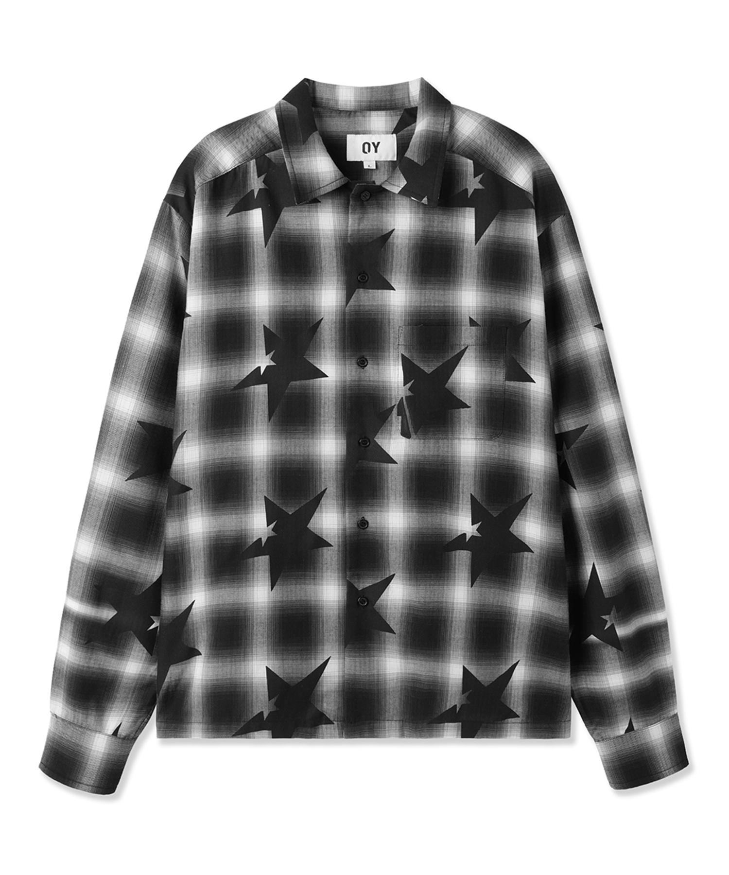 Oy Star Ombre Check Cropped Shirt - Black M