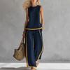 New Wind Sleeveless Wide Leg Pants Set Women Summer Casual Fashion Two Piece Outfit Trendy